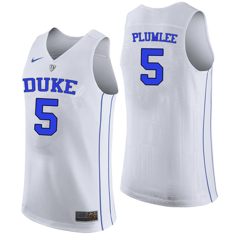 Duke Blue Devils #5 Mason Plumlee College Basketball Jerseys-White